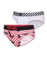 Shop Pack of 2 Men's Red & White Striped Printed Cotton Briefs-Front