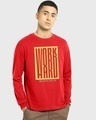 Shop Men's Red Work Hard Box Typography Oversized T-shirt-Front