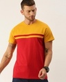 Shop Men's Red & Yellow Color Block T-shirt-Front