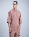 Shop Men's Pink Super Loose Fit T-shirt-Front