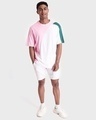 Shop Men's Pink & White Color Block Oversized T-shirt