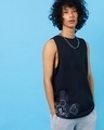 Shop Men's Blue Mickey Graphic Printed Deep Armhole Oversized Vest-Front