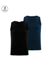 Shop Pack of 2 Men's Black & Blue Vest-Front