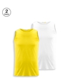 Shop Pack of 2 Men's Pineapple Yellow & White Vest-Front