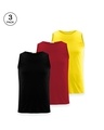 Shop Pack of 3 Men's Multicolor Vest-Front