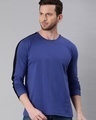 Shop Men's Royal Blue Full Sleeve T-shirt (Black Stripe)-Front