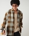 Shop Men's Rust Orange Checked Oversized Shirt-Front