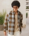 Shop Men's Rust Orange Checked Oversized Shirt-Front