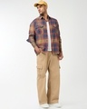 Shop Men's Rust Orange & Blue Checked Oversized Shirt-Full