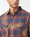 Shop Men's Rust Orange & Blue Checked Oversized Shirt