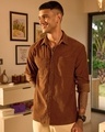 Shop Men's Rust Orange Corduroy Shirt-Front