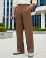 Shop Men's Brown Loose Fit Korean Pants-Front