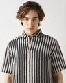 Shop Men's Black & Off White Striped Oversized Shirt