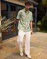 Shop Men's Sage Green All Over Printed Oversized Shirt-Full