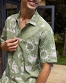 Shop Men's Sage Green All Over Printed Oversized Shirt