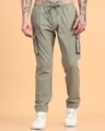 Shop Men's Sage Green Cargo Jogger Pants-Front