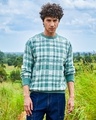 Shop Men's Sage Green Checked Sweater-Front