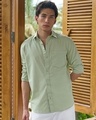 Shop Men's Sage Green Cotton Linen Shirt-Front