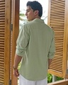 Shop Men's Sage Green Cotton Linen Shirt-Design