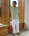 Shop Men's Sage Green Linen Shirt-Full