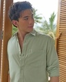 Shop Men's Sage Green Linen Shirt