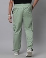 Shop Men's Sage Green Loose Comfort Fit Cargo Parachute Pants-Full