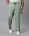 Shop Men's Sage Green Loose Comfort Fit Pants-Front