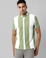 Shop Men's Sage Green Striped Shirt-Front