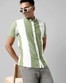 Shop Men's Sage Green Striped Shirt