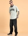 Shop Men's Sage Green Typography Oversized Acid Wash T-shirt