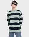 Shop Men's Sage Striped Oversized Sweater-Front