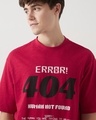 Shop Men's Salsa Red Error 404 Typography Oversized T-shirt