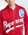 Shop Men's Salsa Red Superman Graphic Printed Oversized Zipper Hoodies