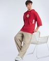 Shop Men's Salsa Red Invincible Ironman Graphic Printed Oversized Hoodie T-shirt