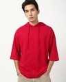 Shop Men's Salsa Red Oversized Hoodie T-shirt-Front