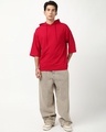 Shop Men's Salsa Red Oversized Hoodie T-shirt-Full