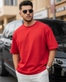 Shop Men's Salsa Red Oversized T-shirt-Front