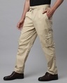 Shop Men's Sand Beige Loose Comfort Fit Cargo Parachute Pants-Design