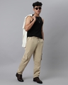 Shop Men's Sand Beige Loose Comfort Fit Cargo Parachute Pants