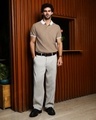 Shop Men's Sand Beige Textured Polo T-shirt-Full