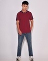 Shop Men's Savvy Red Color Block Polo T-shirt-Full