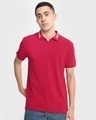 Shop Men's Savvy Red Polo T-shirt-Front