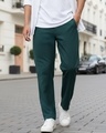 Shop Men's Sea Moss Green Cotton Linen Pants-Front