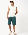 Shop Men's Sea Moss Green Oversized Cotton Linen Shorts-Full