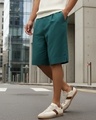 Shop Men's Sea Moss Green Oversized Cotton Linen Shorts-Front