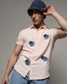 Shop Men's Seashell Pink Embroidered Shirt-Front