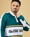 Shop Men's Green & White Side Down Typography Oversized Plus Size Polo T-shirt-Front