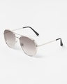 Shop Men's Silver Aviator Polarised Lens Sunglasses-Full