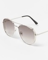 Shop Men's Silver Aviator Polarised Lens Sunglasses