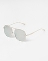 Shop Men's Silver Aviator Polarised Lens Sunglasses-Full